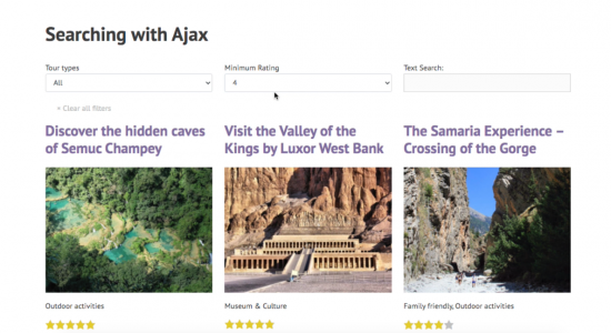 AJAX refresh when changing any filter